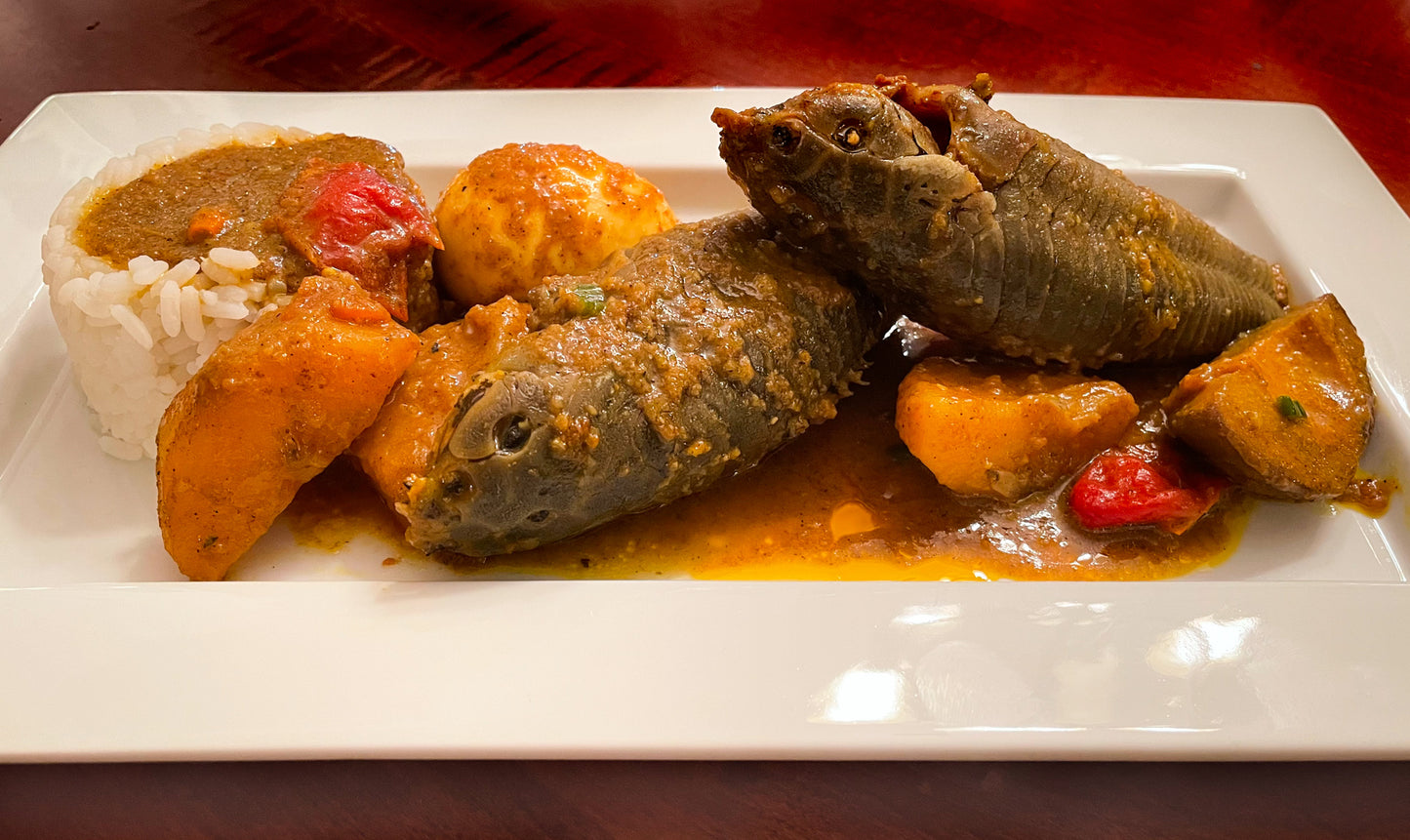 Hassa/Cascadu Curry with Eddoes and Saijan