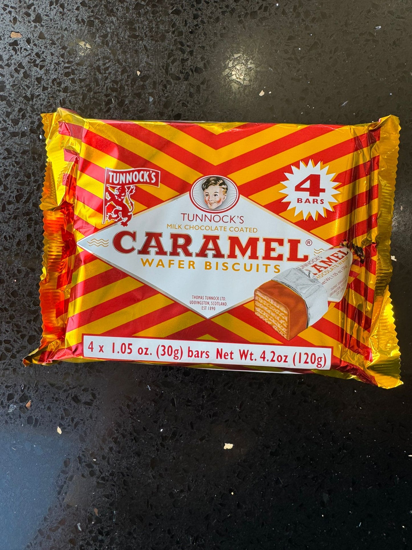 West Indian caramel treat with chocolate and layered wafer