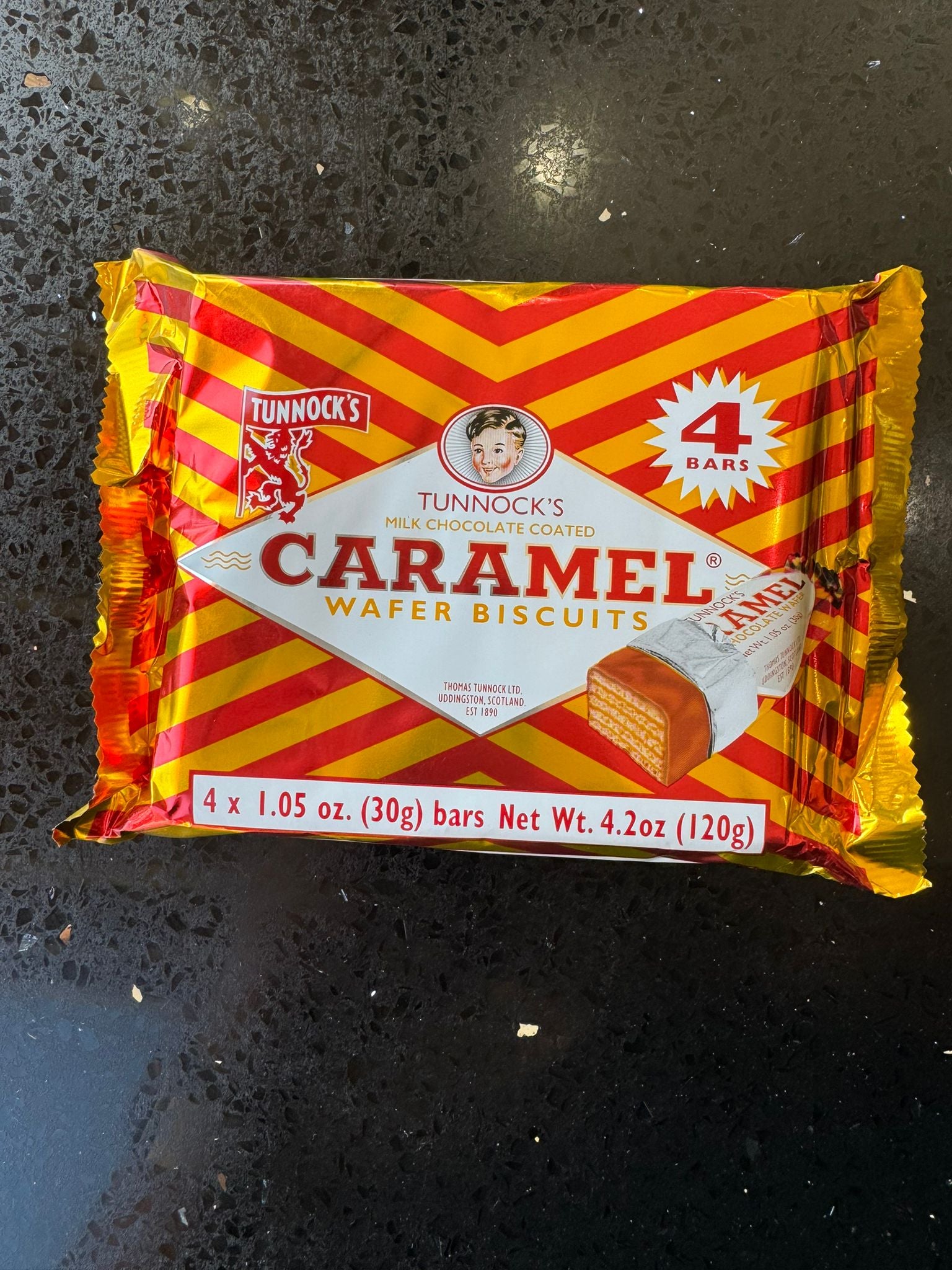 West Indian caramel treat with chocolate and layered wafer