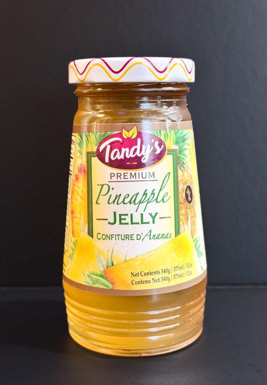 Tandy's Caribbean pineapple jam spread in glass jar